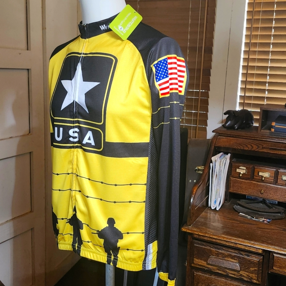 US Army Long Sleeve Yellow and Black Cycling Jersey - Size L